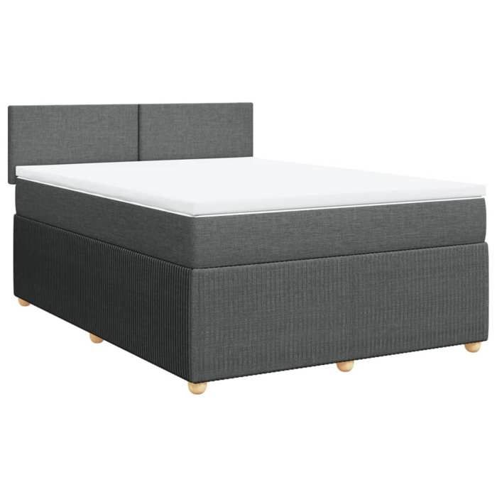VidaXL Sommier à lattes de lit avec matelas Gris foncé 140x200cm Tissu 3289773