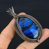 Labradorite Pendant, Handmade Gemstone 999 Copper Wire Wrapped Pendant Antique Jewelry, For Gift Silver Jewelry