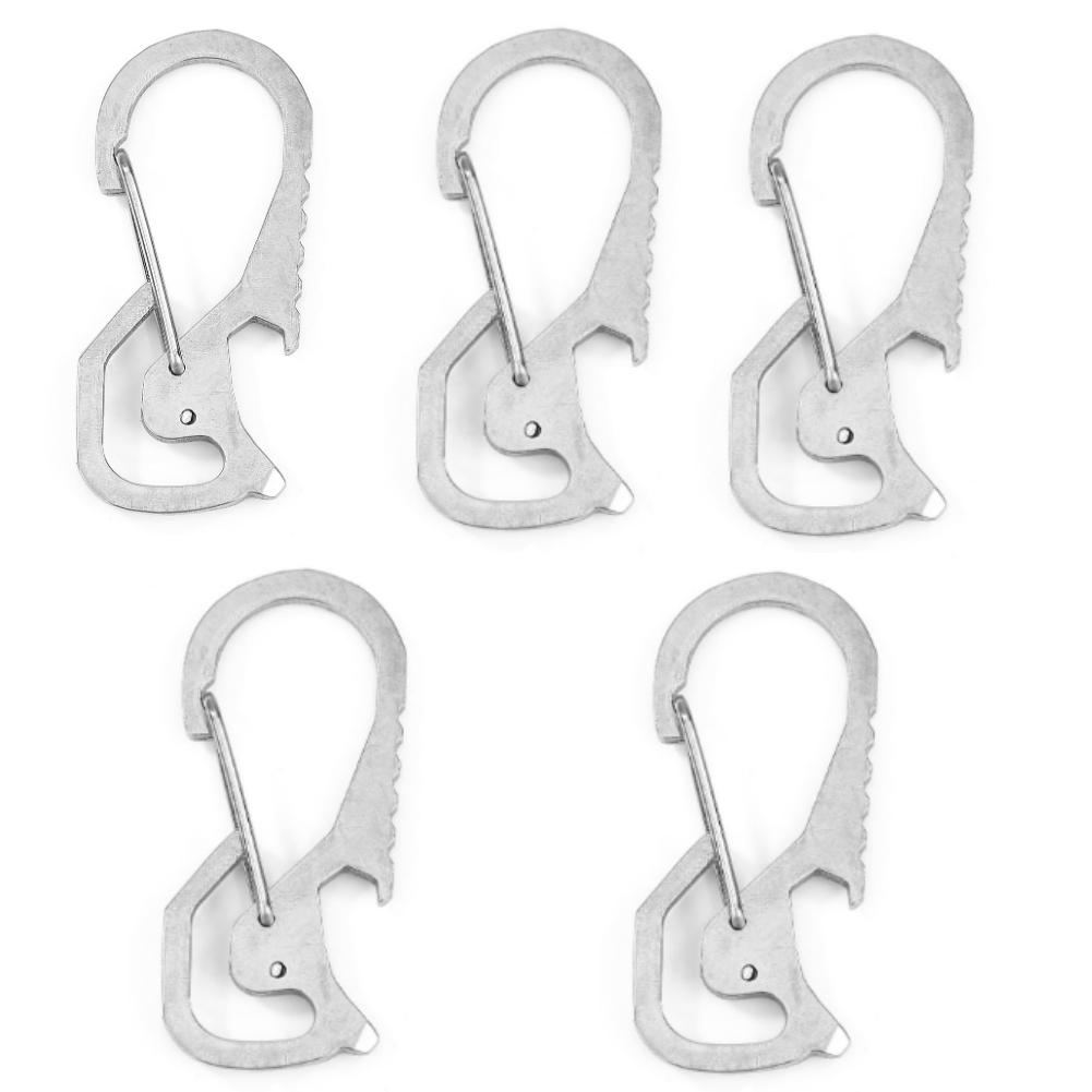 Keyring Bottle Opener Stainless Steel Pocket Keychain Carabiner Multifunctional Mountaineering Buckle Practical Hiking Equipment