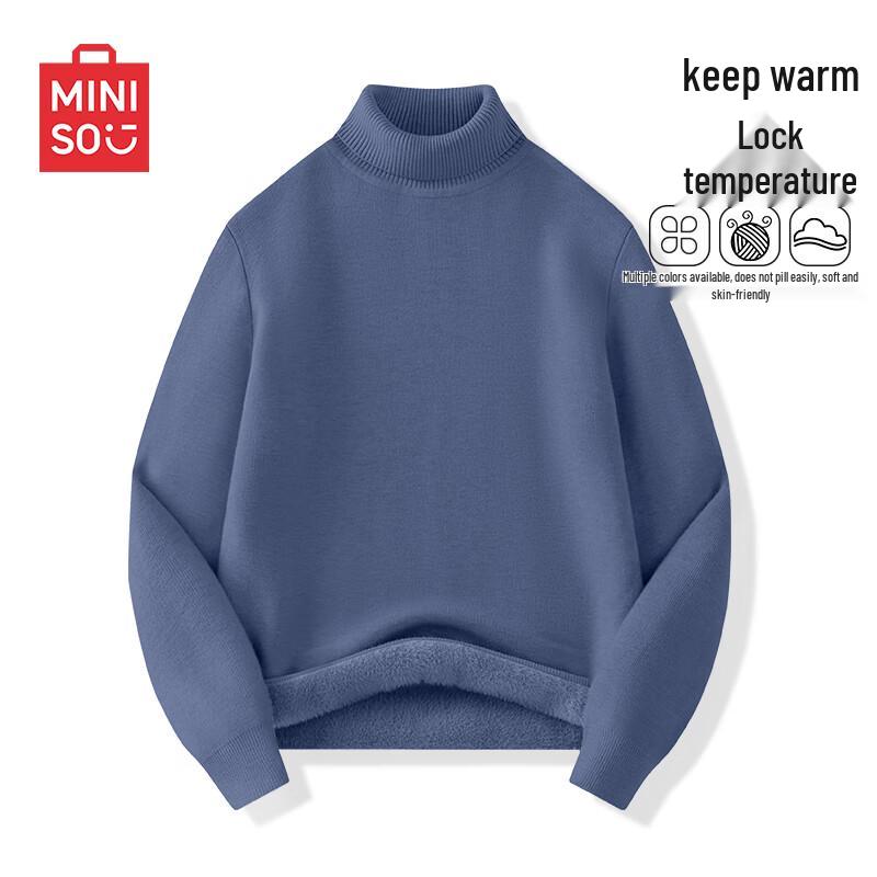 MINISO Men's Fleece Lined Turtleneck Sweater