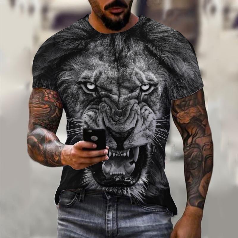 Tricouri pentru bărbați Vară Model Animal Leu Imprimeu 3D Topuri Tricouri Vară Femei Streetwear Modă Tricou Supradimensionat Îmbrăcăminte Bărbați