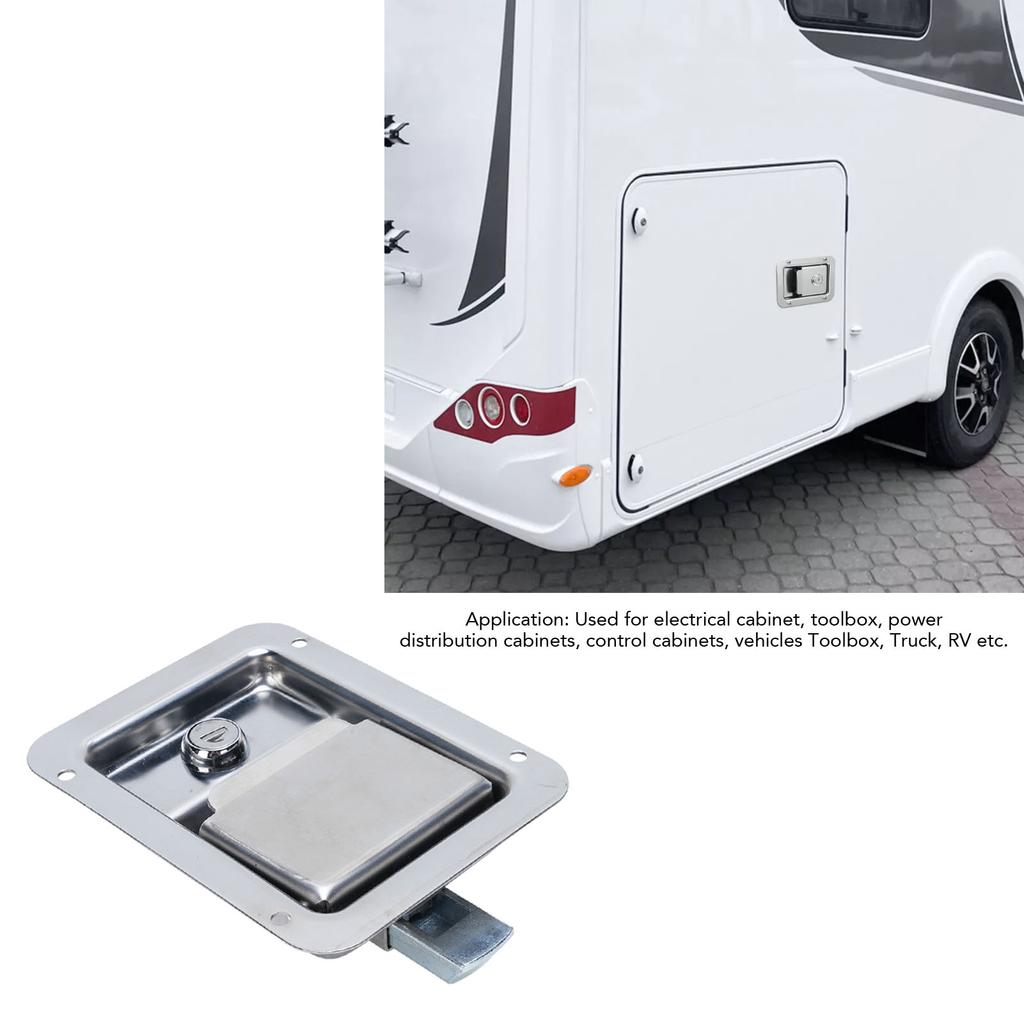 2 Pcs Toolbox Handle Latch Stainless Steel Waterproofing with Key Trailer Paddle Door Latch for Motorhome 140 X 108mm