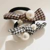 J.Lauren Fabric Checkerboard Pearl Hair Chouchou Tie H01090