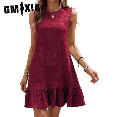 Abiti Estivi da Donna alla Moda Versatili con Scollo a O Senza Maniche