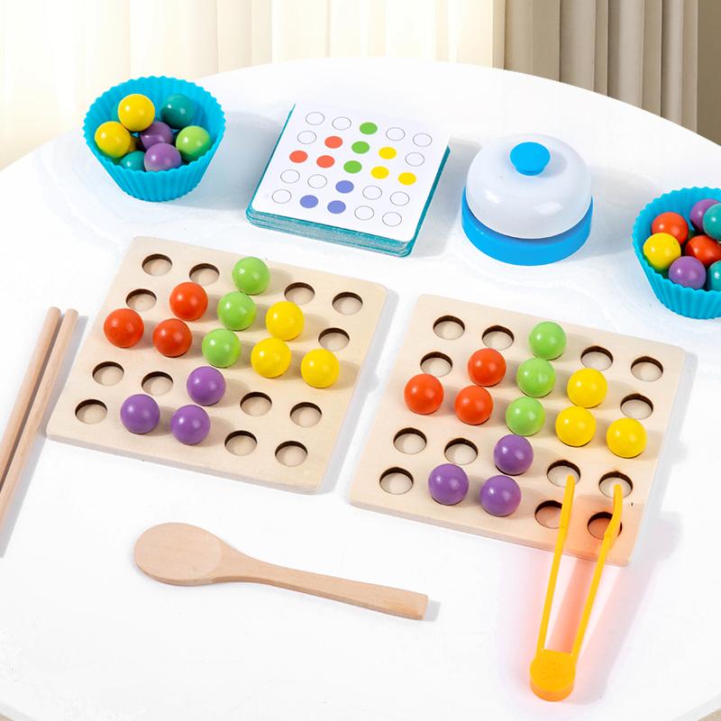 Non-Toxic Montessori Wooden Clip Beads Toy Fine Motor Training Color Sorting Matching Early Learning Educational Toys For Children Kids