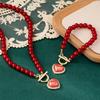 Exquisite Heart Pendant Jewelry Set Beaded Pearl Necklace Set Necklace Bracelet Set  Wedding Party