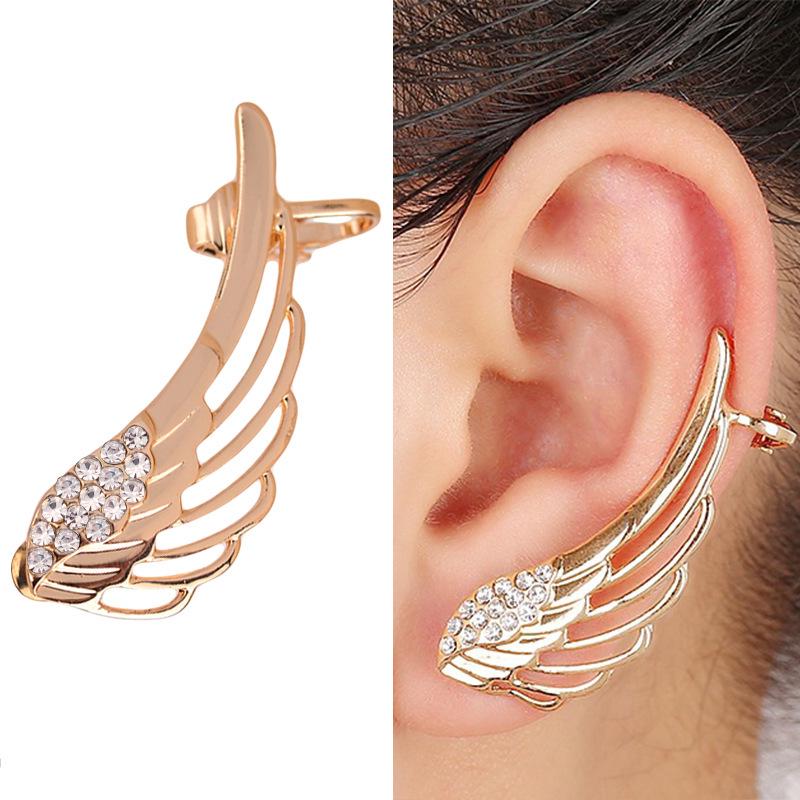 

Korean Crystal Angel & Eagle Wings Butterfly Crescent Pearl Ear Cuff