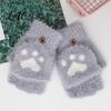 Convertible Mittens for Women Furry Cat Paw Thermal Gloves Flip Top Mitten with Button Women Winter Comfortable Indoor Outdoor Gloves Plush