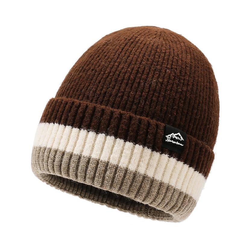 Winter Warm Wool Hat Knitted Pullover Hat Velvet Windproof Ear Protection Hat Thick Biker Hat for Men Women