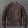 Men's Autumn Winter Leather Jacket Top Layer Clothes Stand Collar Motorcycle Clothes Plus Size