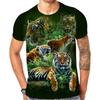 Animal Series 3D Digital Printed Men's Fashion Trend Round Neck Short Sleeved T-shirt