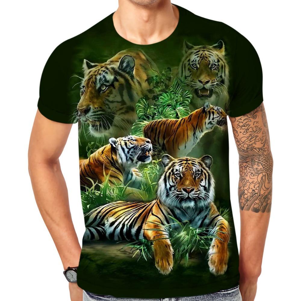 Animal Series 3D Digital Printed Men's Fashion Trend Round Neck Short Sleeved T-shirt