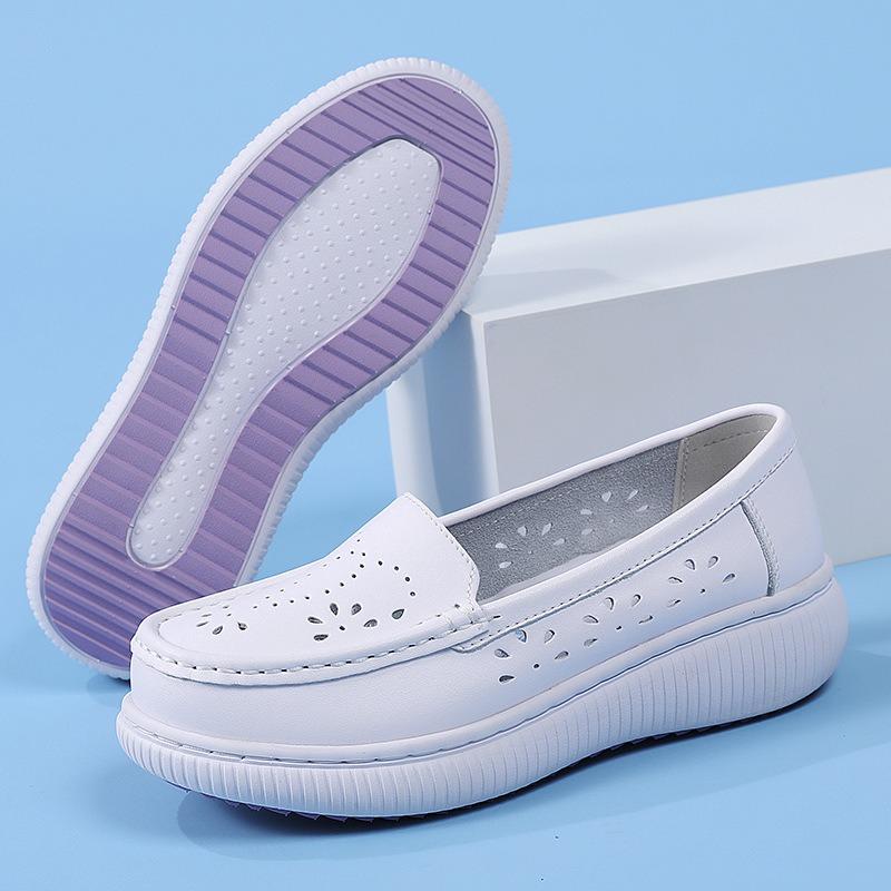 Scarpe da infermiera donna estate pelle suola spessa suola morbida traspiranti lavoro scarpe mediche in stock