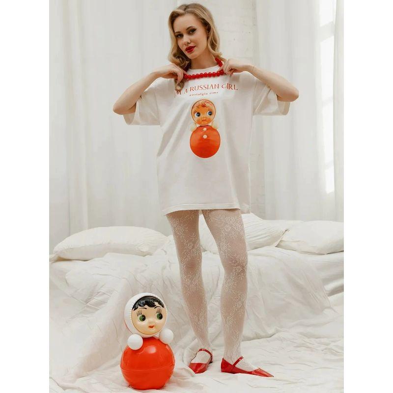 New Letter Printed T-Shirt Fashion Wind New Fashion Casual Loose round Neck Print T-shirt