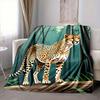 1Pc Cheetah Forest Flannel Blanket, Soft And Comfortable, Casual Warm, Camping Travel, Christmas, Halloween Xmas Gift. G1151