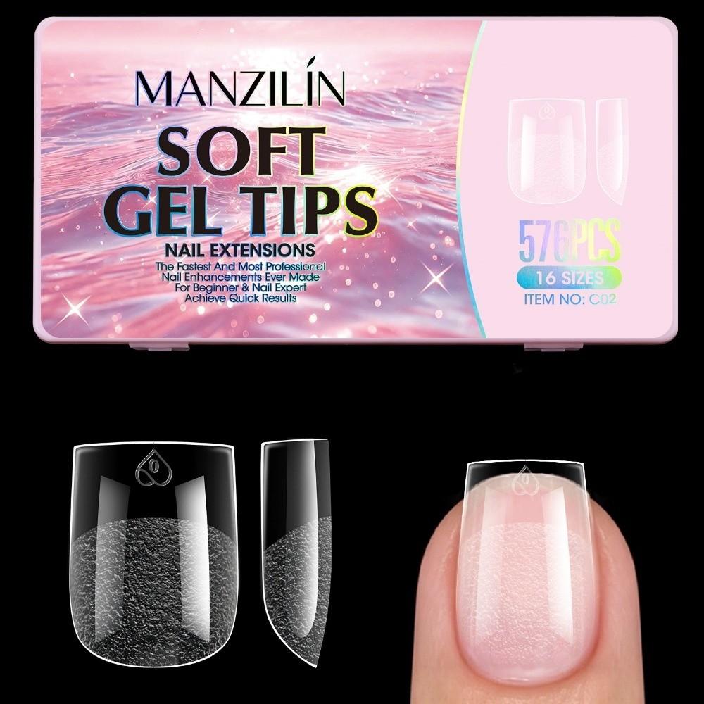576Pcs Full Cover False Fake Nails 16 Sizes Gel Nail Tips 2026 New Nail Extension Tips For Nail Art