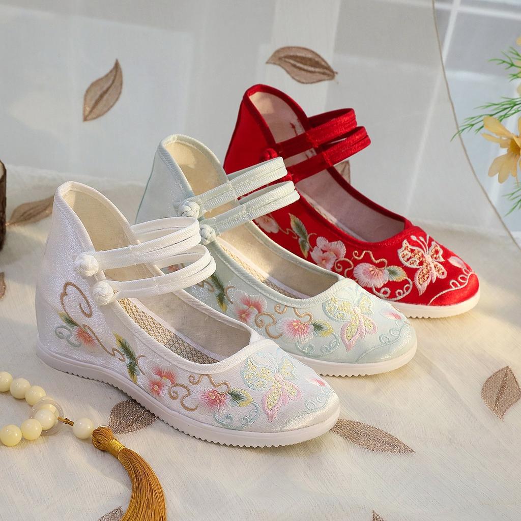[Die Yun] 2025 Spring New Old Beijing Cloth Shoes Women's Inner Height Increase Embroidered Shoes New Chinese Antique Hanfu Shoes