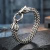 Men‘s Bracelet With Double Fox Head Clasp Hip Hop Stainless Steel Franco Cuban Link Chain Gothic Man Bracelets Male Jewelry Gift