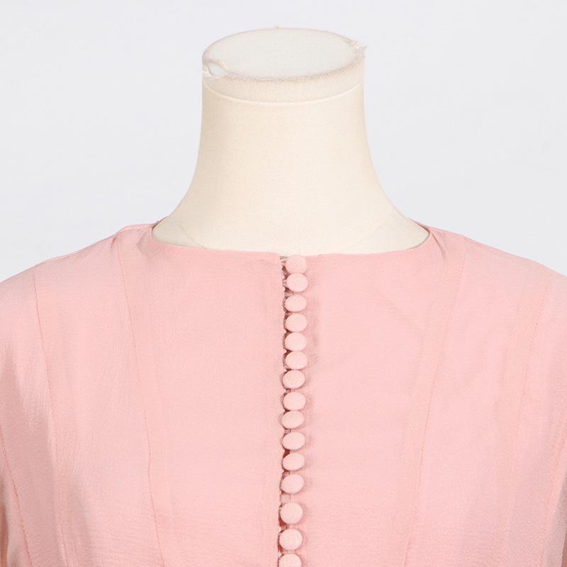 2025 Summer Women's Ruffle Design Waist-Slimming Flared Sleeve Dress