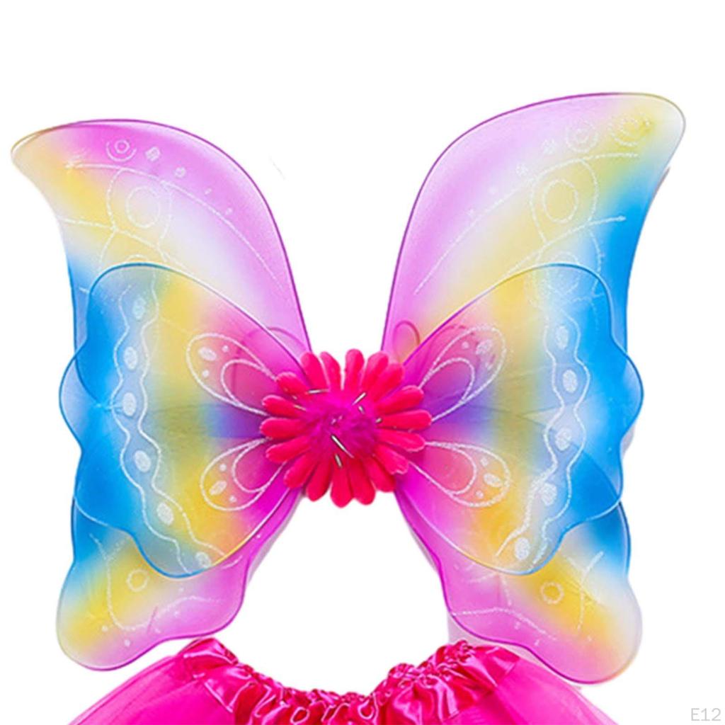 4 Piece Girls Fairy Costume Set Kids Cosplay Angel Tutu Skirt Headband Dress Up Photography Role