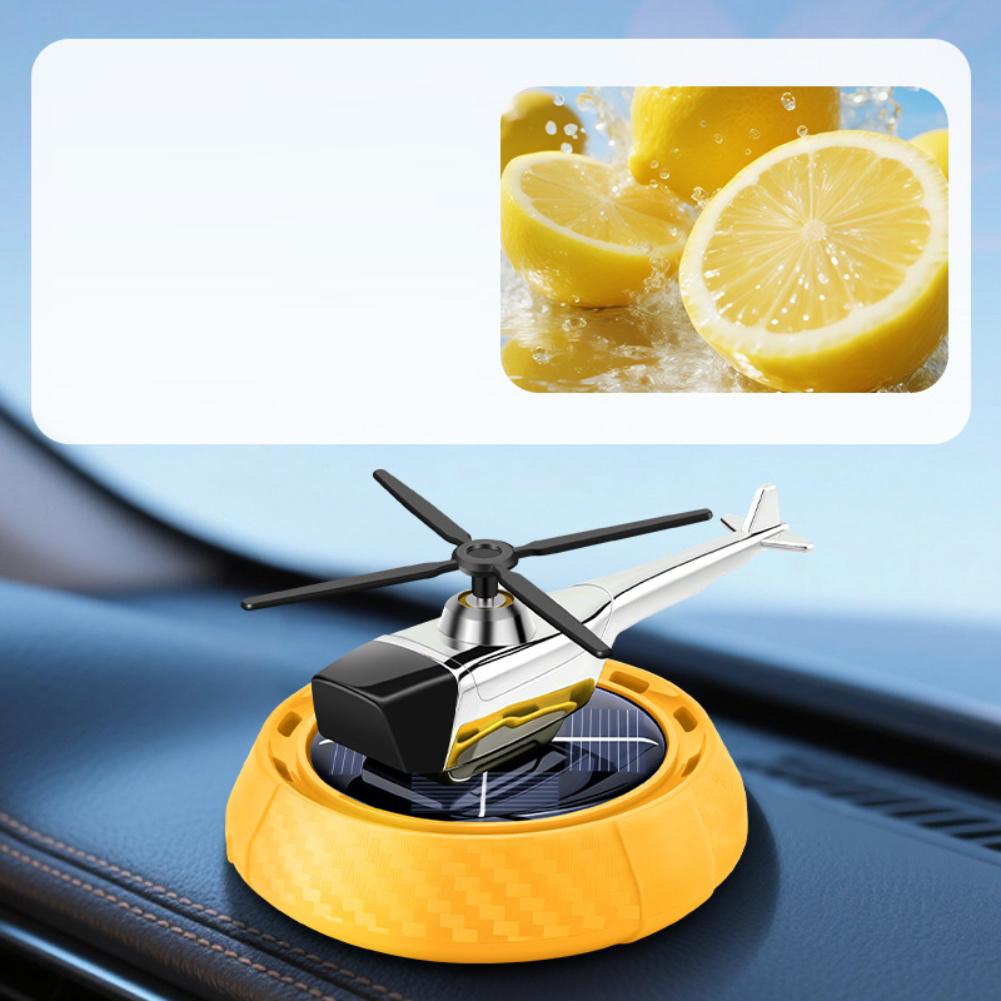 

Automotive Solar Powered Rotating Diffuser with Helicopter Design for Aroma Diffusion and Neutralization in Car Interiors помаранчевий