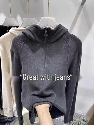 Fluwelen Koreaanse Chic Hoodie voor Dames - Herfst/Winter Halve Rits Niche Top