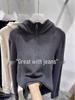 Velvet Korean Chic Hooded Sweatshirt for Women - Autumn/Winter Half-Zip Niche Top