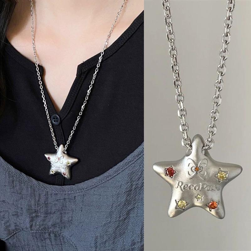 Star Pendant Necklace For Women Y2K Hip Hop Cool Girls Chains Choker Korean Jewelry