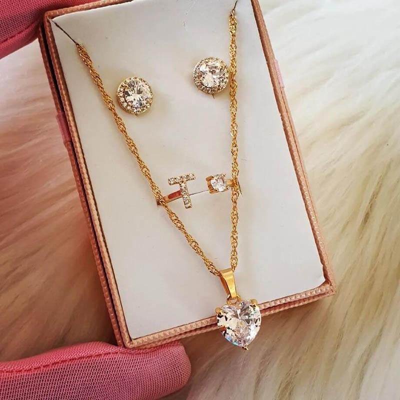 Heart Necklaces For Women Stainless Steel Gold Color Chain Zircon Heart Pendant Choker Necklace Wedding Boho Jewelry Gift Femme