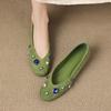 Fashion Shiny Colorful Rhinestone Decorated Flats Women Elegant Cozy Round Toe Shallow Low Heel Pumps Luxury Suede Brand Designer Shoes