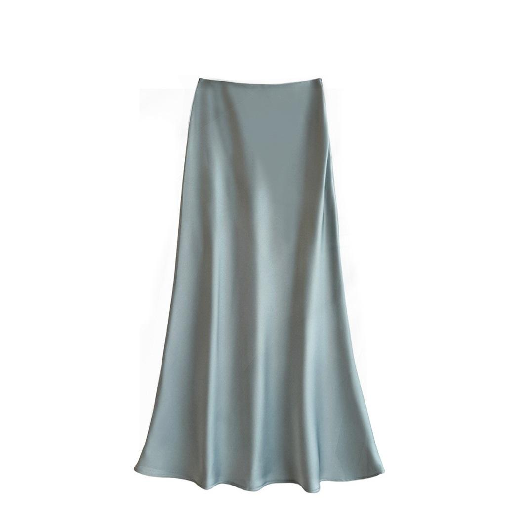 

Черная атласная юбка женская с высокой талией элегантные длинные юбки для женщин модные летние юбки миди офисные женские юбки M