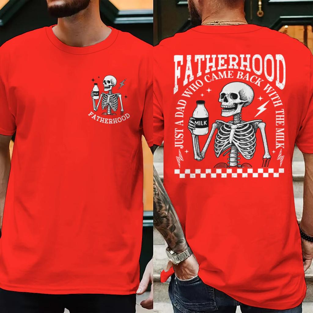 Retro Fatherhood Skeleton Unisexs TShirt Funny Dad Graphic T Shirts Fatherhood Design Casual Wear Fathers Day Vintage T Shirts