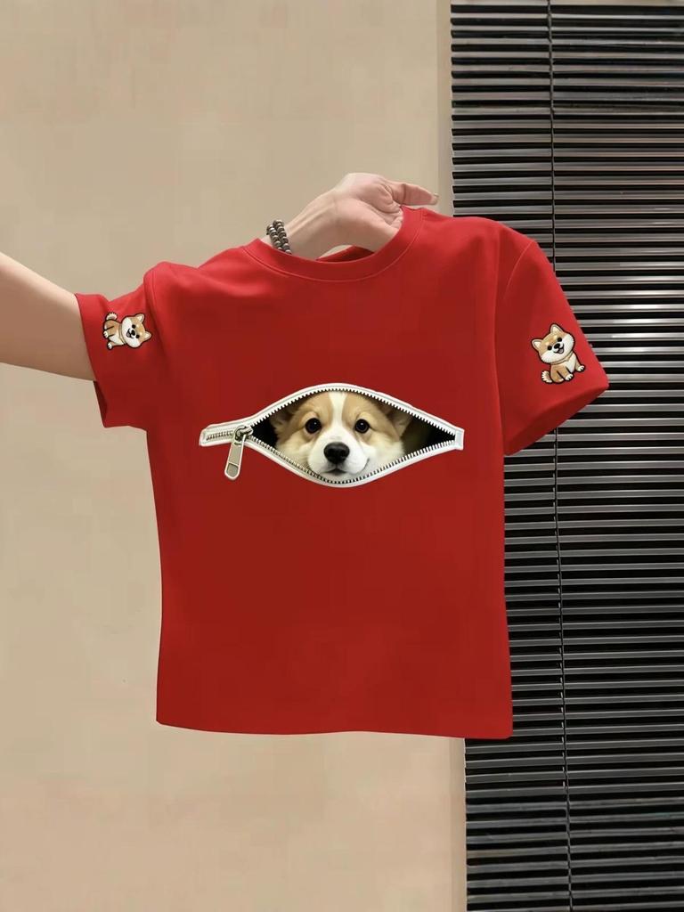Chic Cartoon Print Cotton Summer T-Shirt for Toddlers & Boys