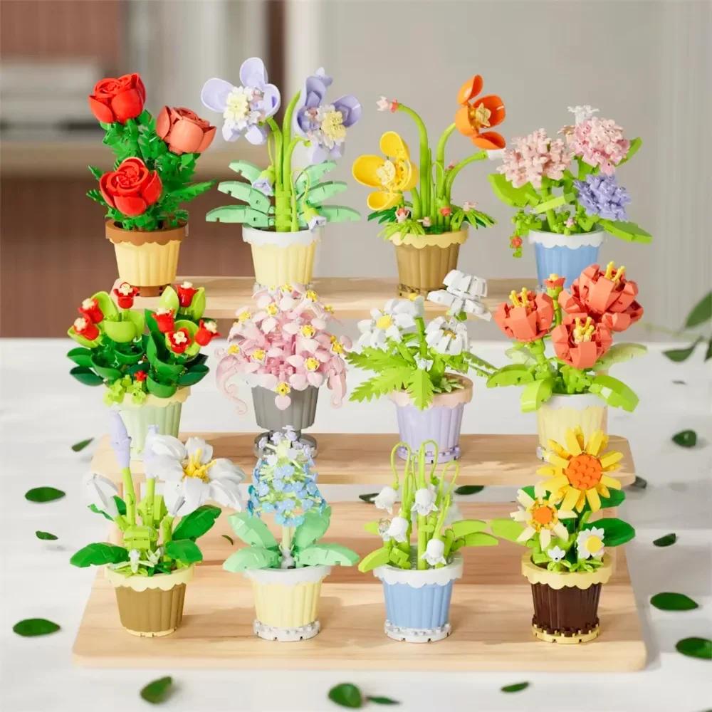 Rose DIY Eternal Flower Building Blocks Decorative Art Style for Home, Symbolize Everlasting Love, Ideal for Love Anniversaries