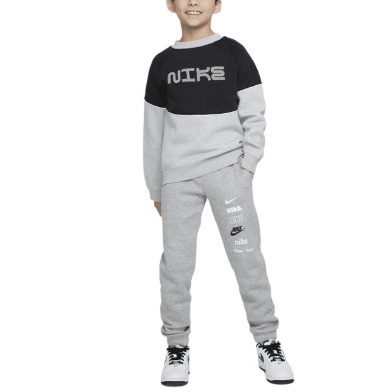 Kids' Nike Knitted Sweatpants Letter Logo Print Fleece Lined Comfortable Toned Dark DX5160-063