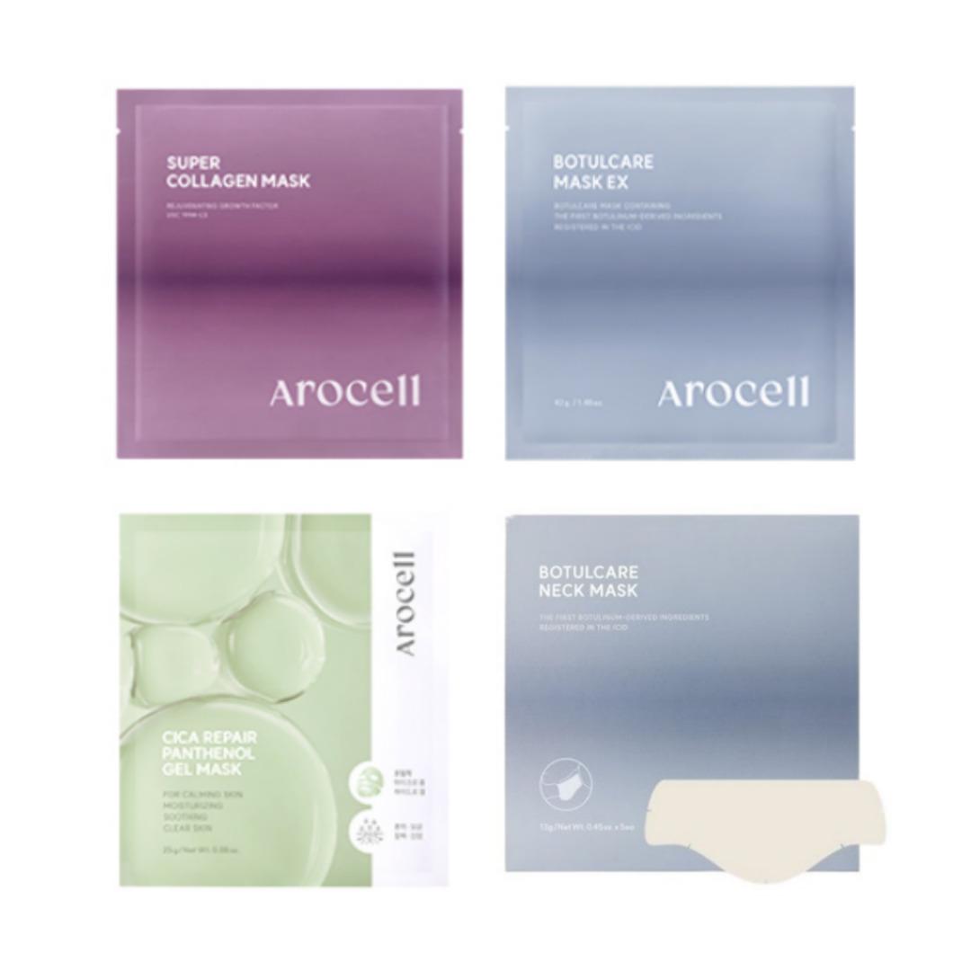 

[AROCELL] Маска 4 типа / Супер коллаген, Botul Care, Cica Repair Panthenol, Маска для шеи Botul Care EX 4pcs