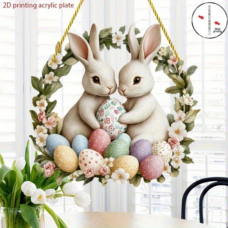 2D Flat Bohemian Style Easter Egg Acrylic, Spring Eggshell and Bunny, Suitable for Wall Decoration, Porch, Room, Villa, Accents Home, Hallway, or Work