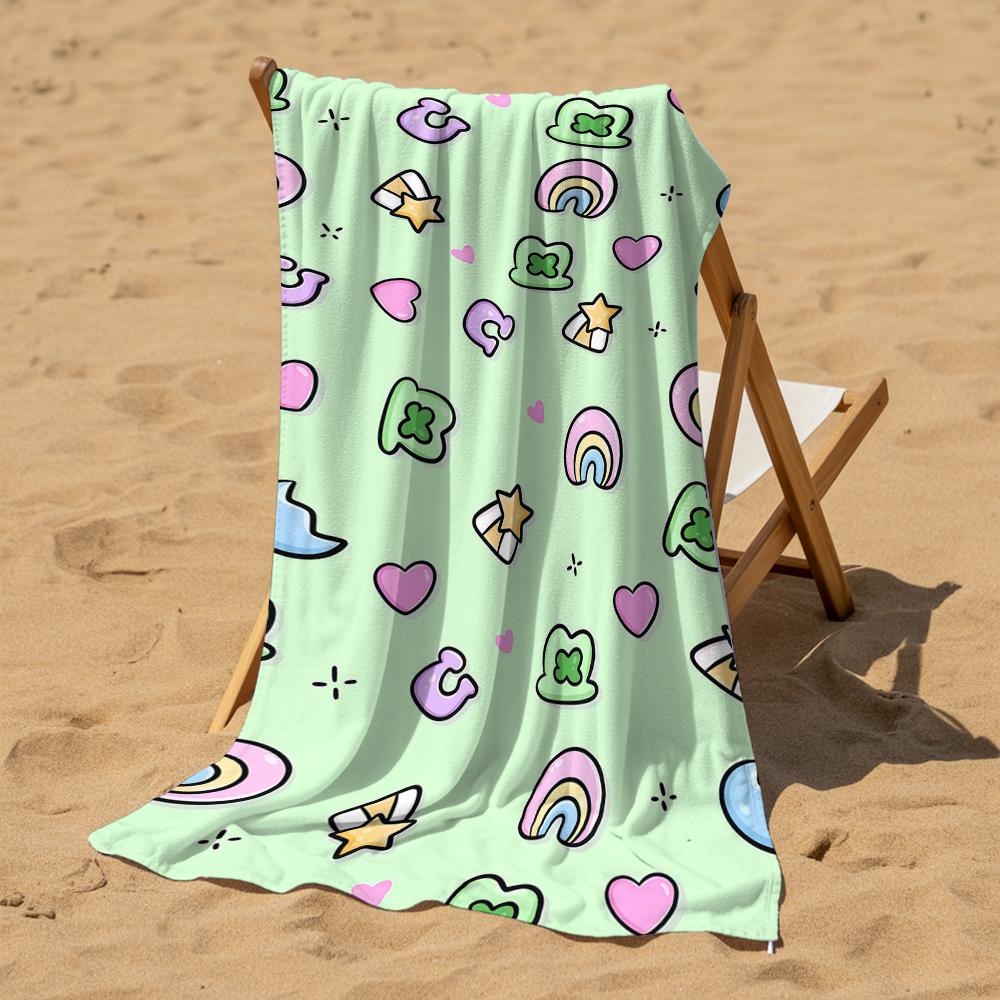 Lucky Charm Microfiber Beach Towel Quick Dry Sand Free Oversized Soft Absorbent Bath Towel for Swimming Pool Travel Gym