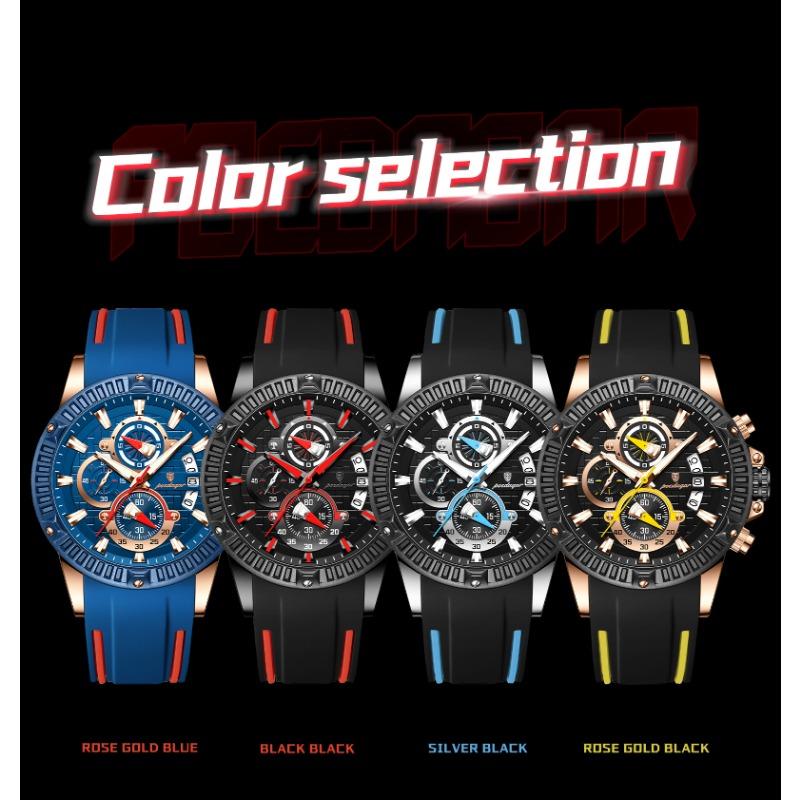 POEDAGAR Sports Men Watches Waterproof Luminous Chronograph Date Military Watch Silicone Strap Quartz Wristwatch Reloj