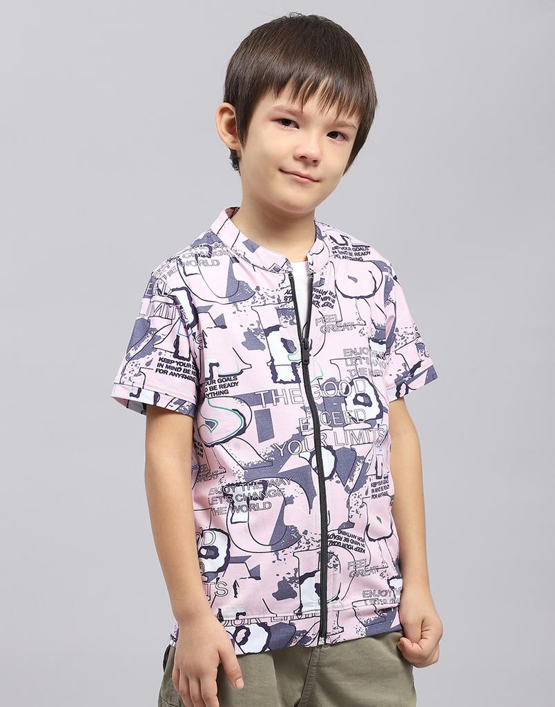 MONTE CARLO Boys Pink & White Printed Round Neck Half Sleeve Pack of T-Shirt & Shirt