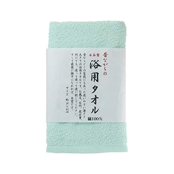 Hayashi Face Towel, Traditional Bath Towel, Made in Japan, 34x85cm, Green, FI204204, Osaka Senshu, Post-Bleached, Highly Absorbent, 100% Cotton