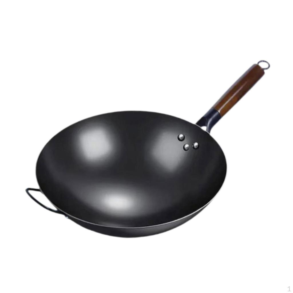 Non-Stick Wok Pan Traditional Cooking with Wooden Handle Kettle Pots Universal Gas Cookware