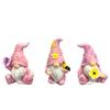 PLEGOOD Garden Ornament - Set of 3 Dwarfs - Decorative Items for Gardens, Home Decor, Entrance, Room (Pink)