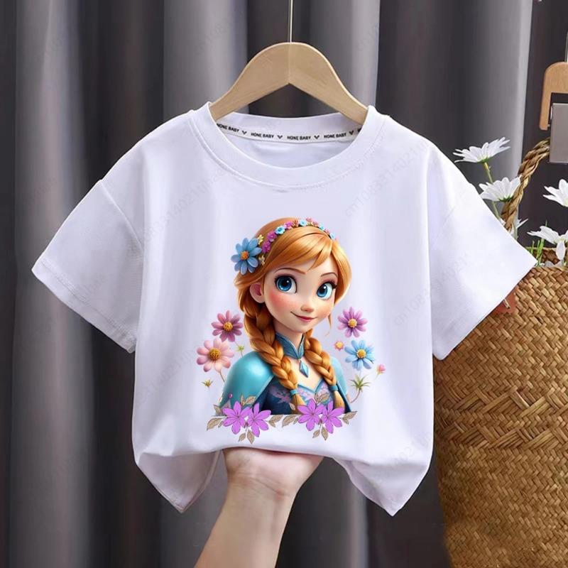 Disney "Frozen 2" - Elsa, Anna - Girls' Cotton T-Shirt - Suitable for girls' party tops - Fashionable short sleeves