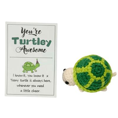 Knitted Positive Turtle Doll Handmade Emotional Support Positive Crochet Sea Turtles Gifts for Christmas New Year Birthday