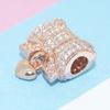 New Copper Pink Romantic Bow Pendant Bead Fit Original Trinket Charms Bracelet Jewerly Accessories