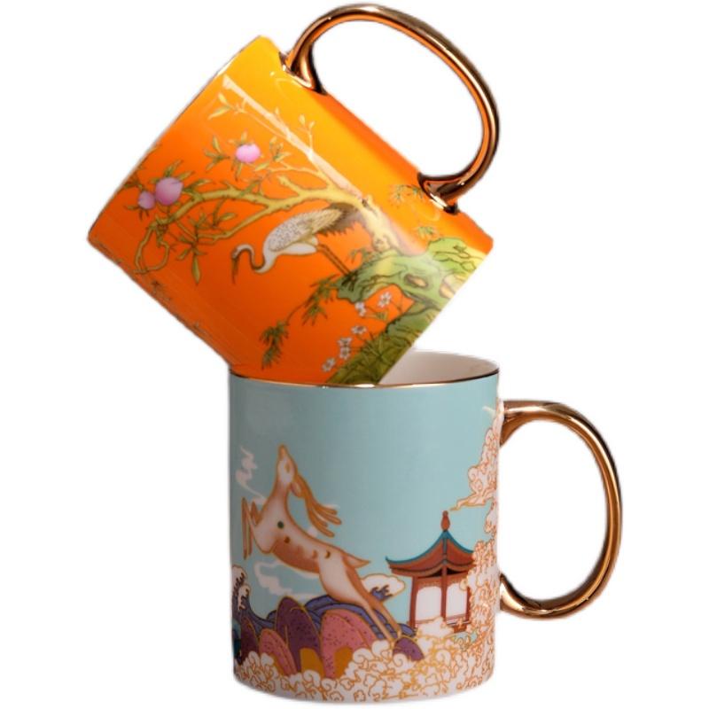 Ceramic Coffee Cup Chinese Style Milk Cup Couples Cup  Breakfast Cup Home Afternoon Office Tea Cup Ceramic Gift Cup