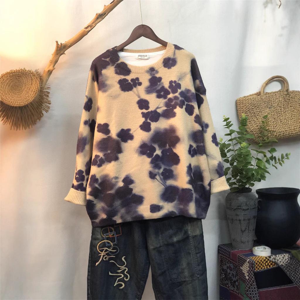 Autumn New Mink Fleece Sweater Loose Outer with Crew Neck Long-sleeved Sweater