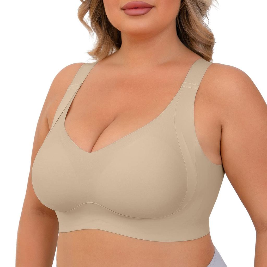 Women's Adjustable Breast Reduction Red Bra Large Size Top-Up Anti-Sagging Big Breast Revealing Small Bra