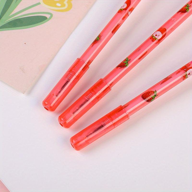 Back to school season 10pcs 0.5mm creative strawberry sequins neutral pen vegetable shape black fountain pen student gift prize stationery